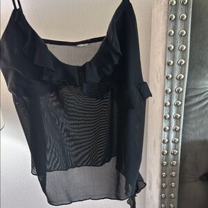 H&M Black Sheer Ruffled Camisole